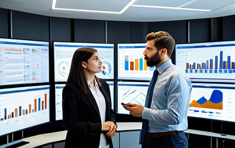 A diverse team of professional data analysts, fully clothed in modest business attire, gathered around large interactive screens displaying complex data visualizations and charts. They are engaged in collaborative problem-solving, with expressions of focus and shared understanding, symbolizing the transformation of chaos into clarity through precise analysis. The setting is a modern, well-lit data analysis center. safe for work, appropriate content, fully clothed, professional, perfect anatomy, correct proportions, natural pose, well-formed hands, proper finger count, natural body proportions, high-quality photography.