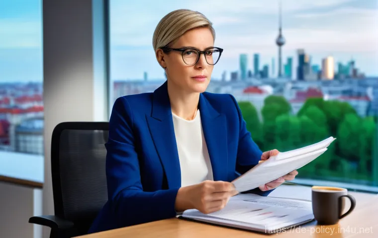 정책분석사가 되기 위한 첫걸음 - **Prompt:** A highly focused female political analyst, mid-30s, with short, professional hair and gl...