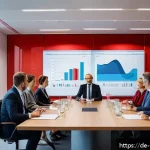 Home 22 정책분석사와 기획안 작성법 - A modern office meeting room scene in Berlin with diverse professionals in business attire, gathered...
