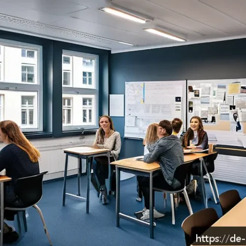 Home 32 정책분석사 시험 대비 추천 교재 - A modern university study room in Germany, showing a diverse group of young adult students (wearing ...