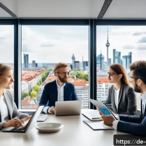 Home 30 정책분석사 자격증 취득 후 해외 진출 - A professional, diverse group of policy analysts in a modern European office setting, dressed in bus...